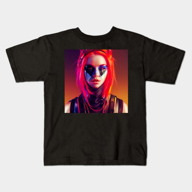 Colorful Cybergoth Woman Kids T-Shirt by The Multiverse is Female